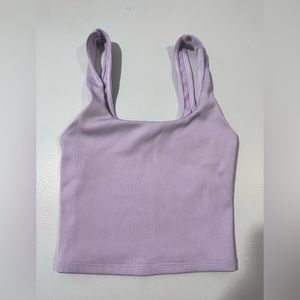 LILAC PURPLE Express body contour square neck ribbed Tank Top- XXS